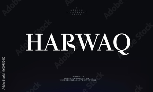 Harwaq Creative modern liquid alphabet display font vector. Unique trendy typography style