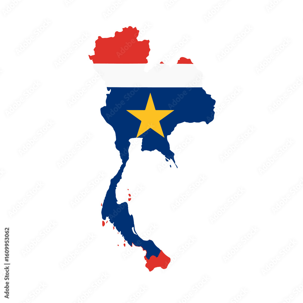 Obraz premium Outline of the country Thailand with a flag on a white background vector Vector outline of the country with a flag on a white background