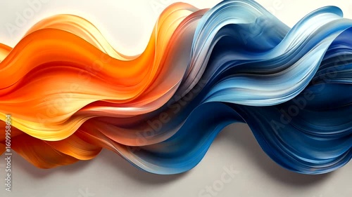 Wallpaper Mural Dynamic Abstract Ribbon Waves: Mesmerizing Blend of Blue and Orange Hues Torontodigital.ca