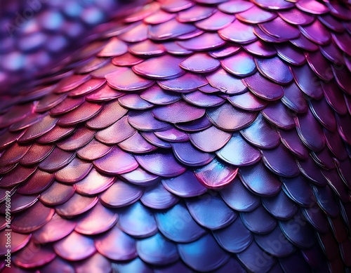 close up of iridescent pink and purple dragon scales