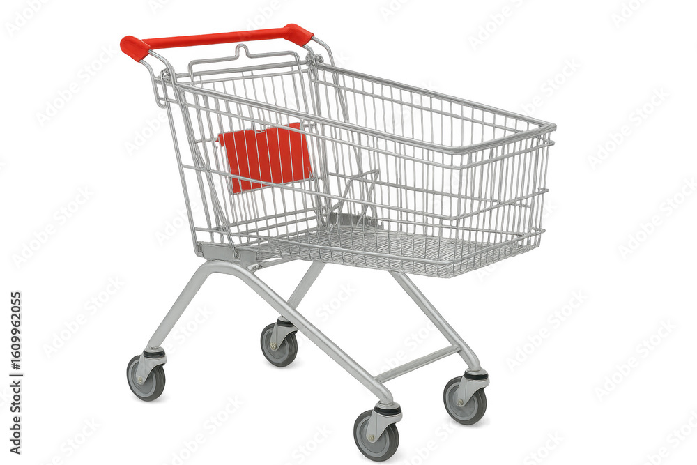 Shopping Cart with Red Handle on Transparent Background Shopping Cart with Red Handle on Transparent Background