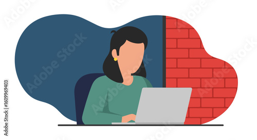 Woman working on laptop at night, perfect for websites or presentations about remote work, freelancing, or nighttime productivity.