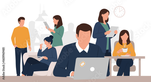 Diverse team of professionals working collaboratively in a modern office. Perfect for website banners, presentations, and marketing materials.