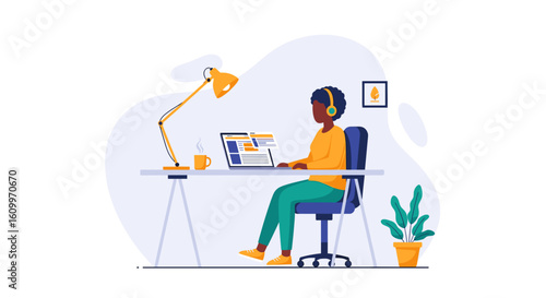 Person working from home on laptop, perfect for remote work and productivity articles.
