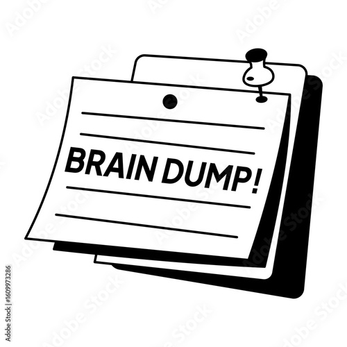 A glyph sticker of pinned note written brain dump 