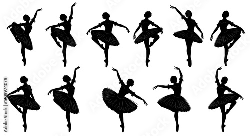 Ballet Dancer Silhouette in Motion, Capturing Grace and Artistry