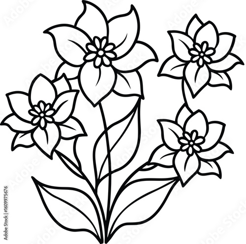 A beautiful floral vector illustration of flowers and leaves, perfect for a seamless spring nature pattern design