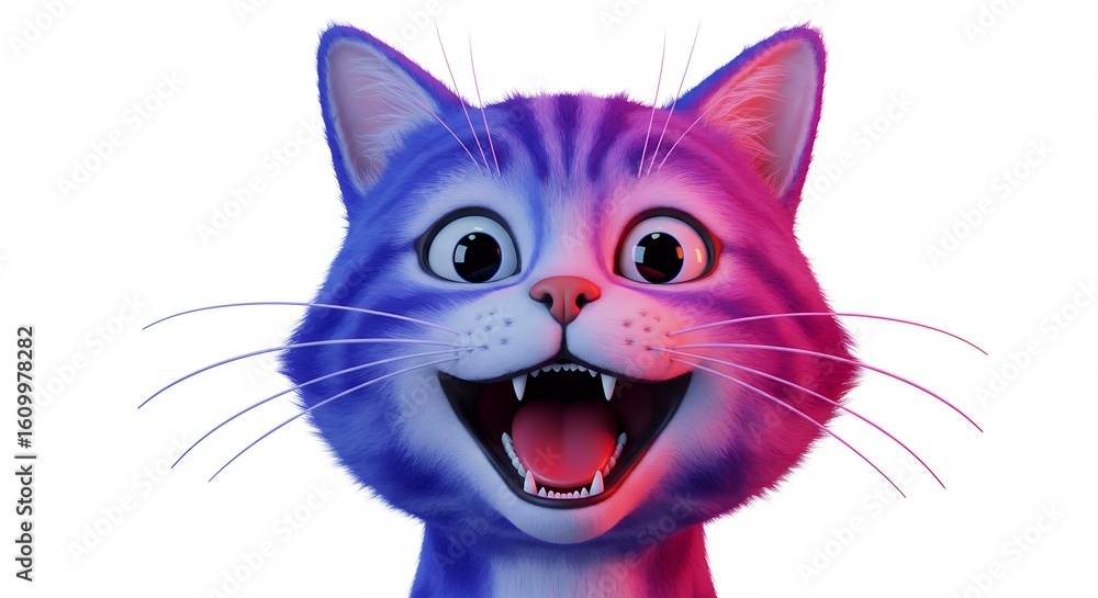 Obraz premium Smiling cartoon cat face