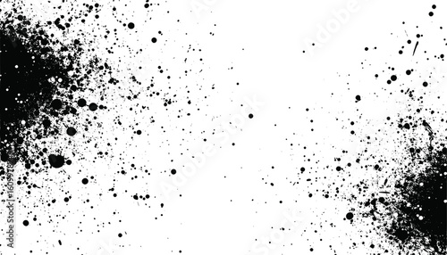 Black ink splatters on white, ideal for backgrounds, posters, art prints, and creative design projects needing a grungy touch.