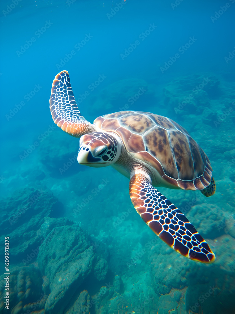Obraz premium green turtle in the great barrier reef