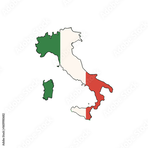 Outline of the country Italy with a flag on a white background vector
Vector outline of the country with a flag on a white background