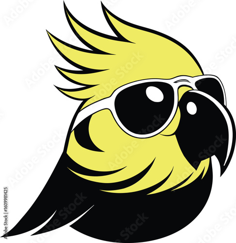 Yellow bird wearing sunglasses budgerigar aviator