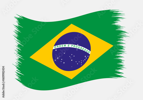 Brazil National Flag Brush Stroke Vector