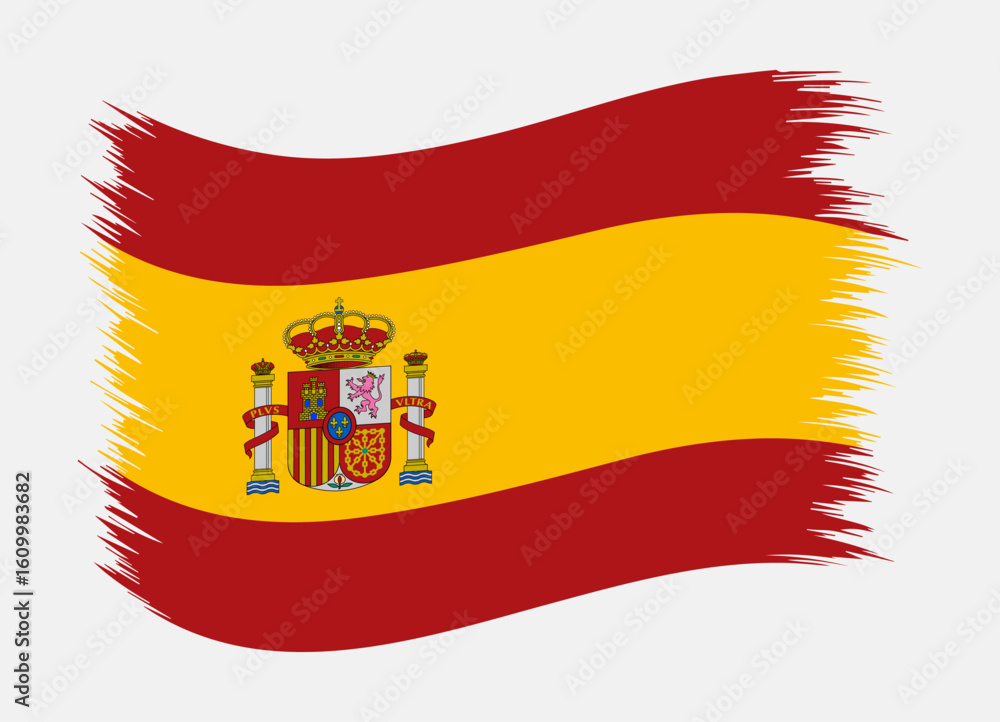 Obraz premium Spain National Flag Brush Stroke Vector