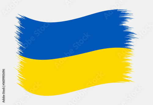 Ukraine National Flag Brush Stroke Vector