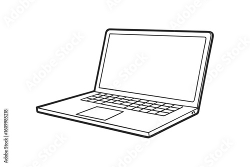 Modern silver laptop with a blank screen, isolated on a white background, perfect for showcasing technology and business