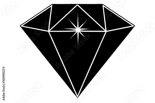 Elegant brilliant cut diamond vector icon on a black background, perfect for luxury jewelry and precious gem designs