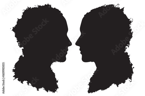 two silhouetted human faces emerging from chaotic smoke, symbolizing inner conflict, mental turmoil, and fragmented thoughts in a surreal, emotional composition