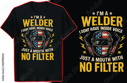 Welder T-Shirt Design | Metal Worker Sparks Retro Design