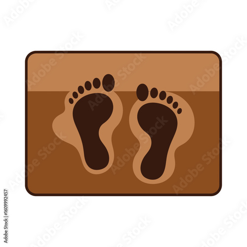 Footprints on a brown doormat illustration.