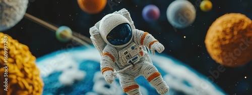 Wallpaper Mural Astronaut Figure in Space Surrounded by Colorful Planets and Stars Torontodigital.ca