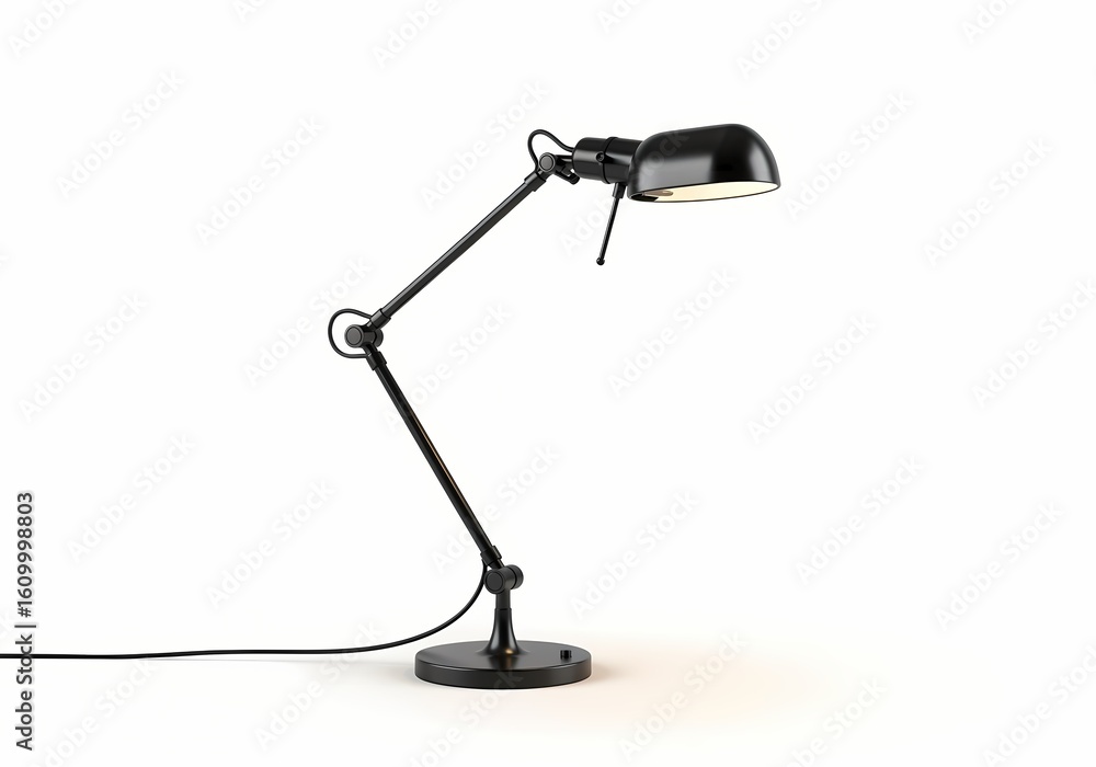 Modern black architect desk lamp with an adjustable arm, isolated on a white background Modern black architect desk lamp with an adjustable arm, isolated on a white background