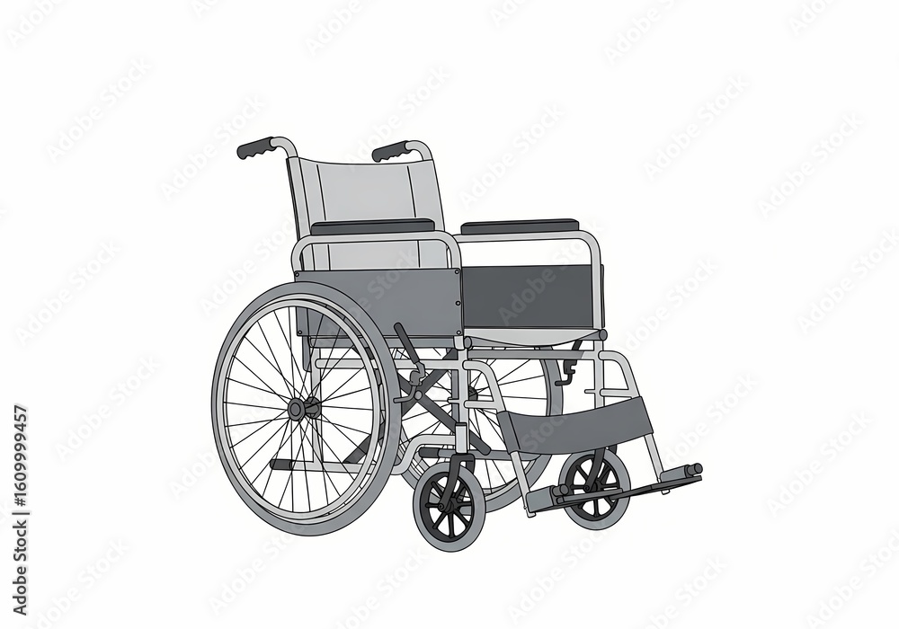 Fototapeta premium Standard manual wheelchair vector illustration isolated on white background