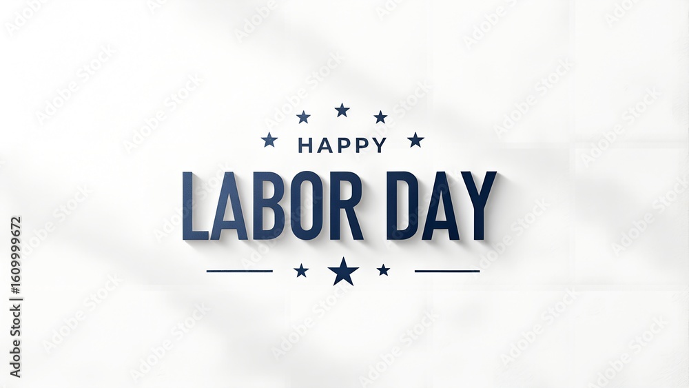Fototapeta premium Happy labor day text with stars and shadow