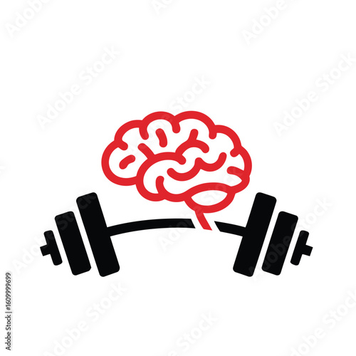 Brain and dumbbell icon representing mental fitness and strength training