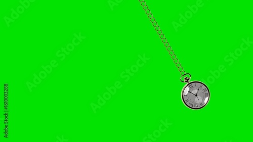 Pendulum of  Pocket watch Loop animation.hypnosis clock Swinging on green screen