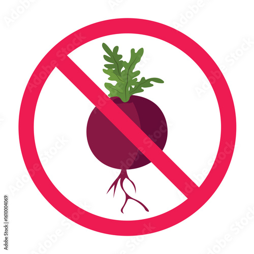 No turnip sign vector, forbidden turnip symbol for food warning or diet restriction icon