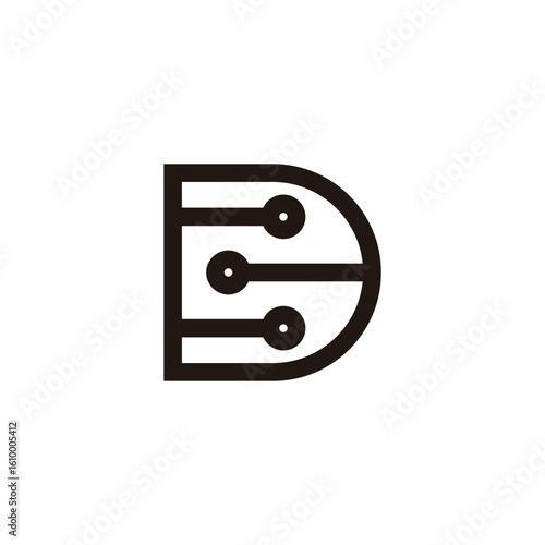 letter d dots lines technology simple logo vector