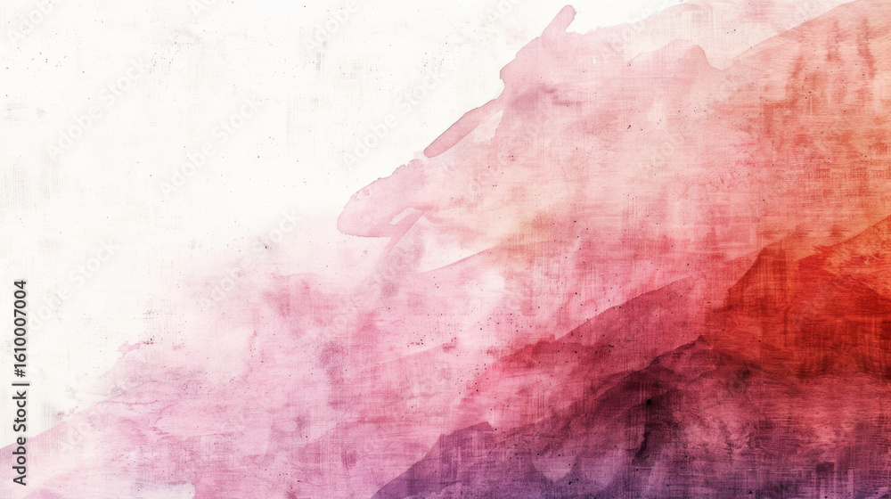 Fototapeta premium Soft pastel watercolor wash background featuring shades of pink, red, and purple, creating serene and artistic atmosphere. Ideal for design projects and creative expressions