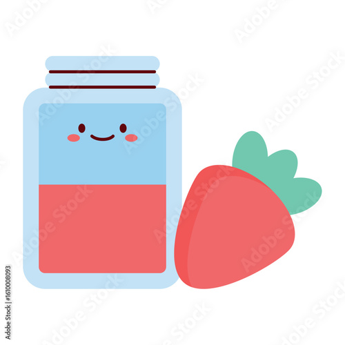 Fresh Strawberry Juice Vegan Illustration