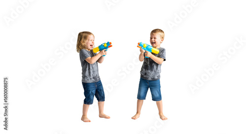 Wallpaper Mural Two children having a water fight Torontodigital.ca