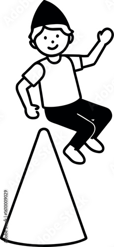 Child Jumping Over Cone Vector