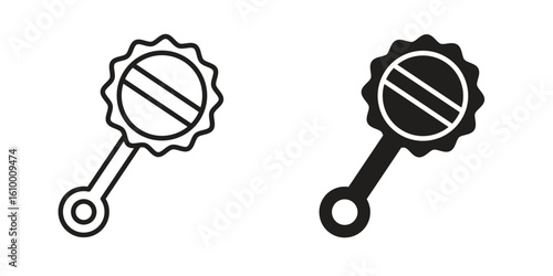 baby rattle icon outline vector Thin line. flat vector simple elements.