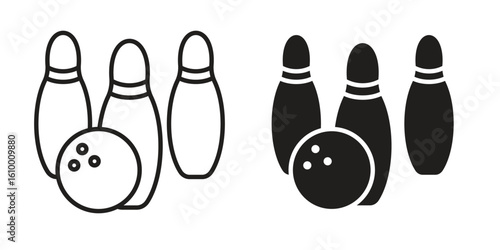 Bowling icon outline vector Thin line. flat vector simple elements.