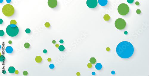 green and blue geometric sh...