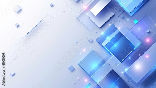 Abstract Geometric Background With Glowing Purple And Blue Shapes