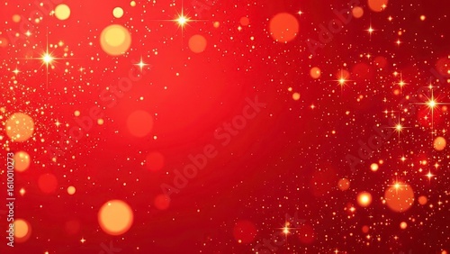 Abstract Red Background with Golden and Copper Bokeh Lights