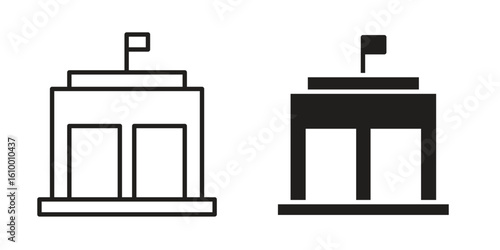 City hall building icon outline vector Thin line. flat vector simple elements.