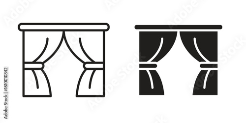 Curtains icon outline vector Thin line. flat vector simple elements.