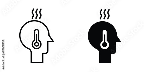 Fever icon outline vector Thin line. flat vector simple elements.