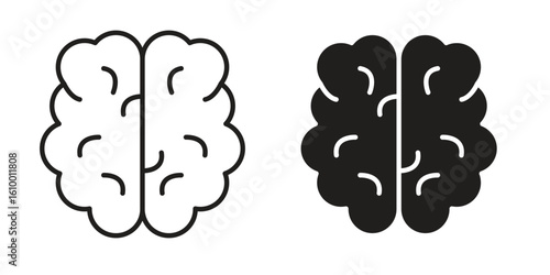 Human brain icon outline vector Thin line. flat vector simple elements.