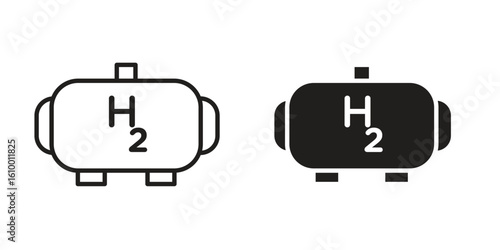 Hydrogen gas tank icon outline vector Thin line. flat vector simple elements.