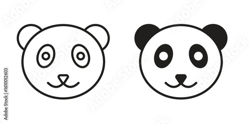 Panda icon outline vector Thin line. flat vector simple elements.