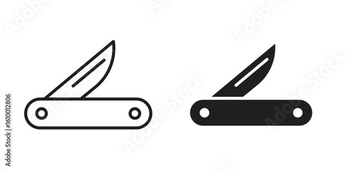 Pocket knife icon outline vector Thin line. flat vector simple elements.