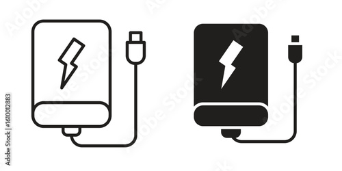 Power bank icon outline vector Thin line. flat vector simple elements.