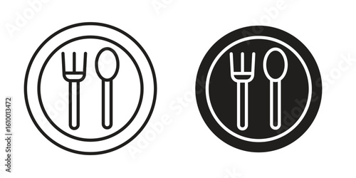 Spoon and Fork icon outline vector Thin line. flat vector simple elements.